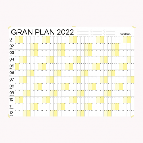 Planificador Anual 2022 Pared Amarillo