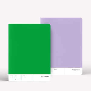 Large Plain Notebooks x2 Happimess - Colorblock Green/Lilac