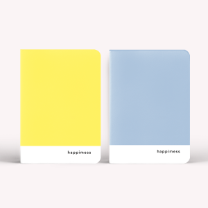 Happimess Colorblock Yellow/Blue POCKET Notebook x2