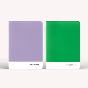 Happimess Colorblock Green/Lilac POCKET Notebook x2