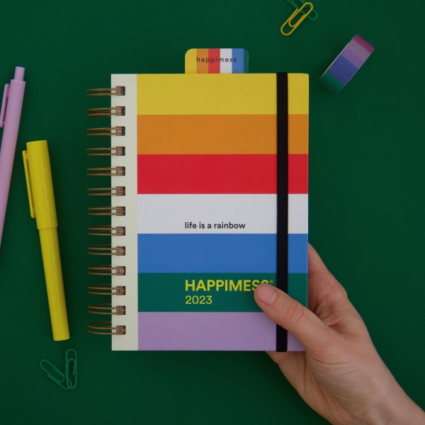 Agenda 2023 Pocket 2 Días por página - Happimess Life is a rainbow