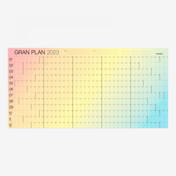 Planificador Anual de Pared 2023 - Gran plan Gradiente 100x50cm