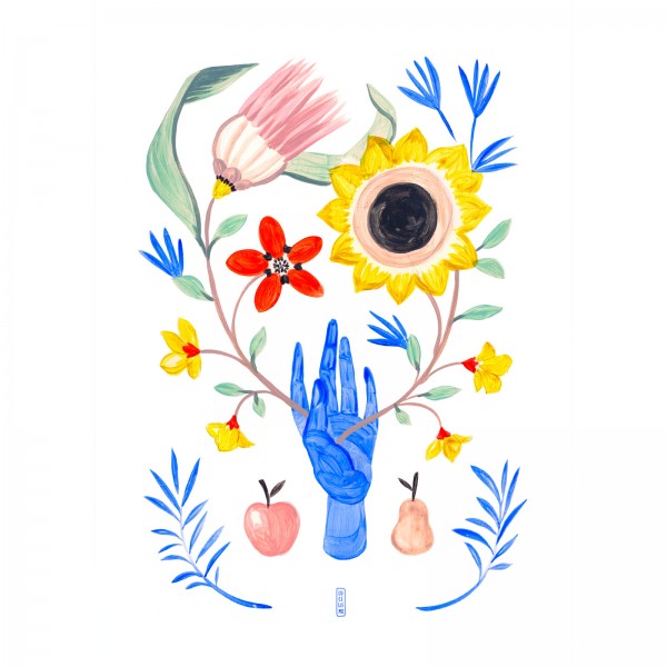 Lámina Galería - Floral Hand