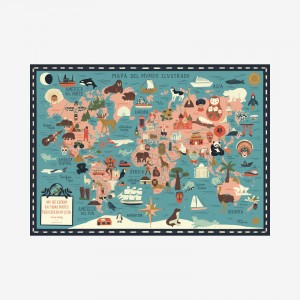 Puzzle 1000 Piezas Artistas Rompecabezas - Mapa del Mundo ilustrado